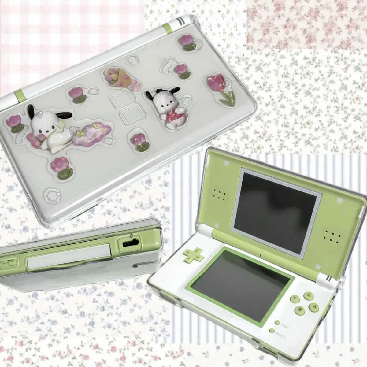 닌텐도 DS Lite 그린화이트 하우징 + 레진케이스